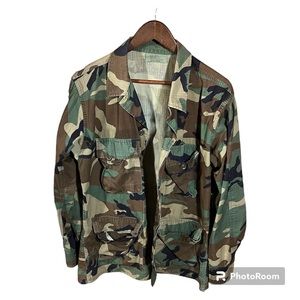 Army Fatigue Camo Button Down Jacket